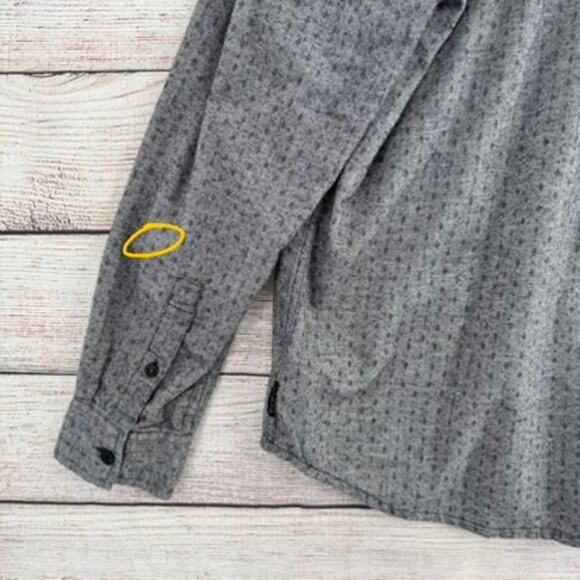 prAna Dover Button Down Shirt Mens XL Gray Geometric Print Long Sleeve - Picture 7 of 12